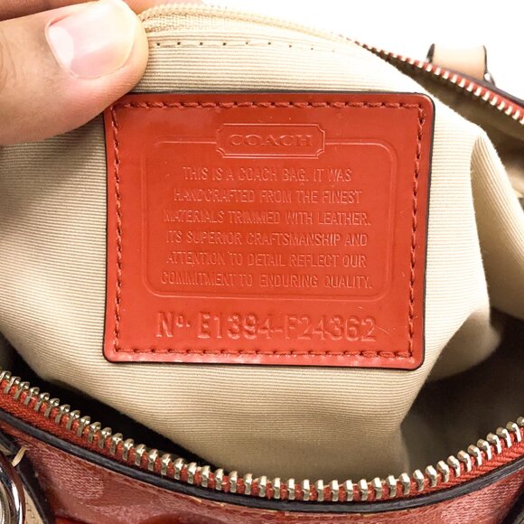 COACH Vermillion Red Signature Stripe PVC Satchel Handbag - E1394-F24362 - Picture 2 of 16